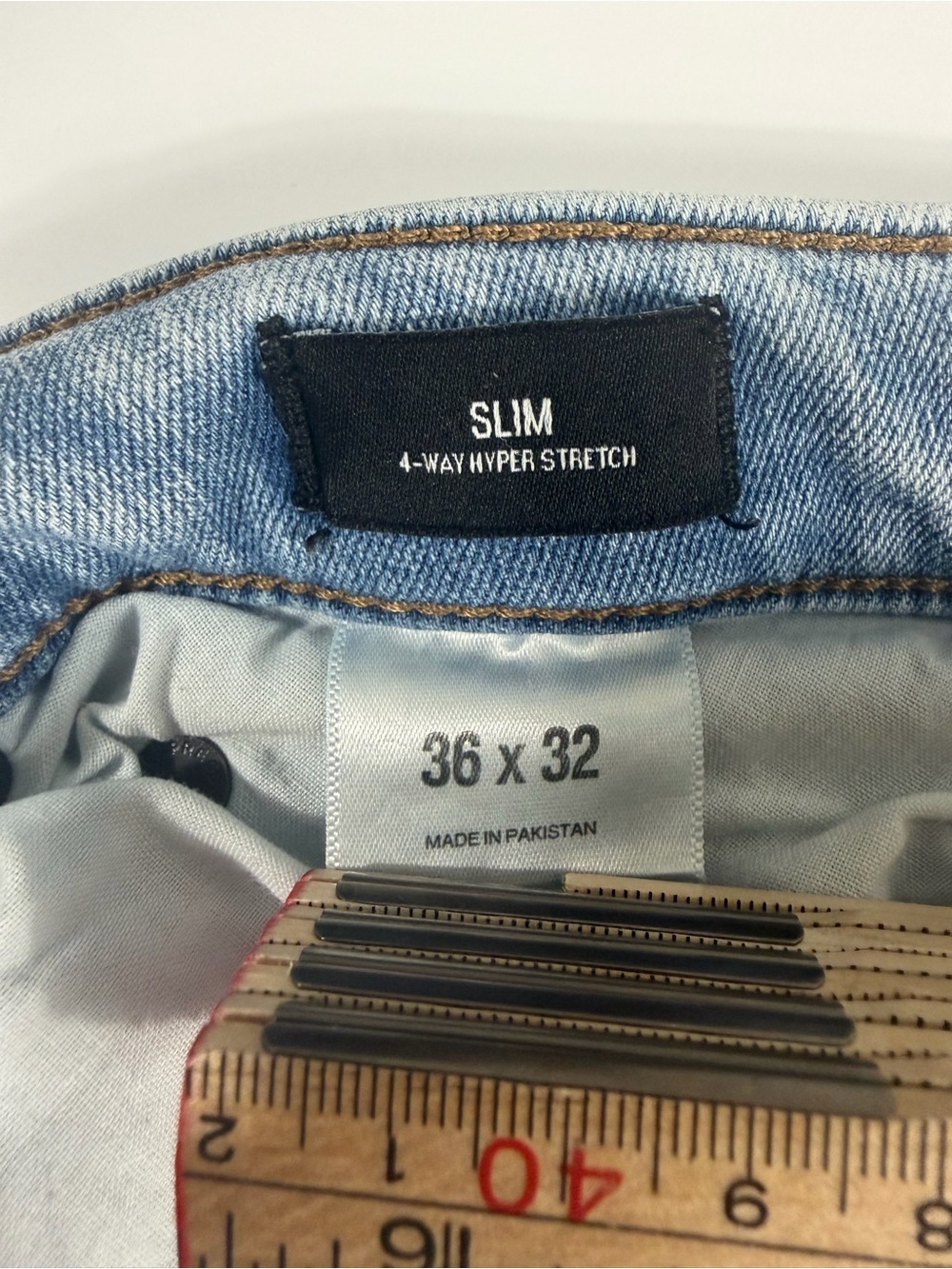 Express Men’s Slim 4-Way Hyper Stretch Light Wash Jeans Size 36x32 - Picture 7 of 11